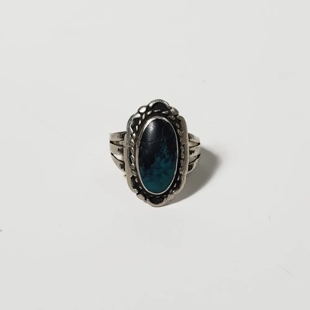 Vintage Sterling Silver Turquoise Ring Size 6.5